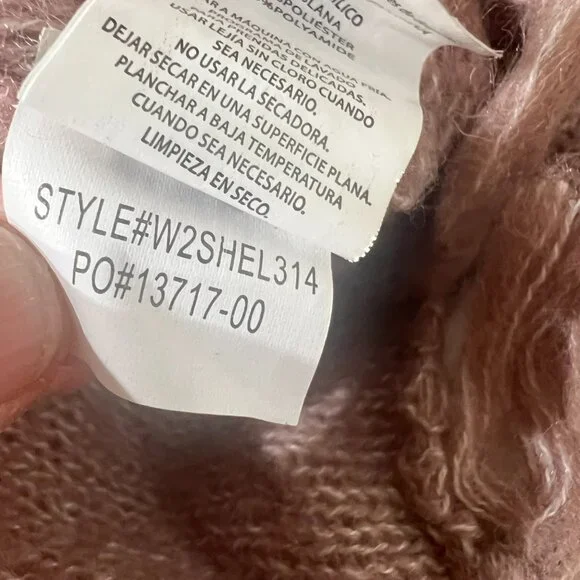 PrAna Shelby Poncho Sweater Pink Wool blend Wm L Boho Fringe Hem Tassle Tie Neck - Picture 9 of 9